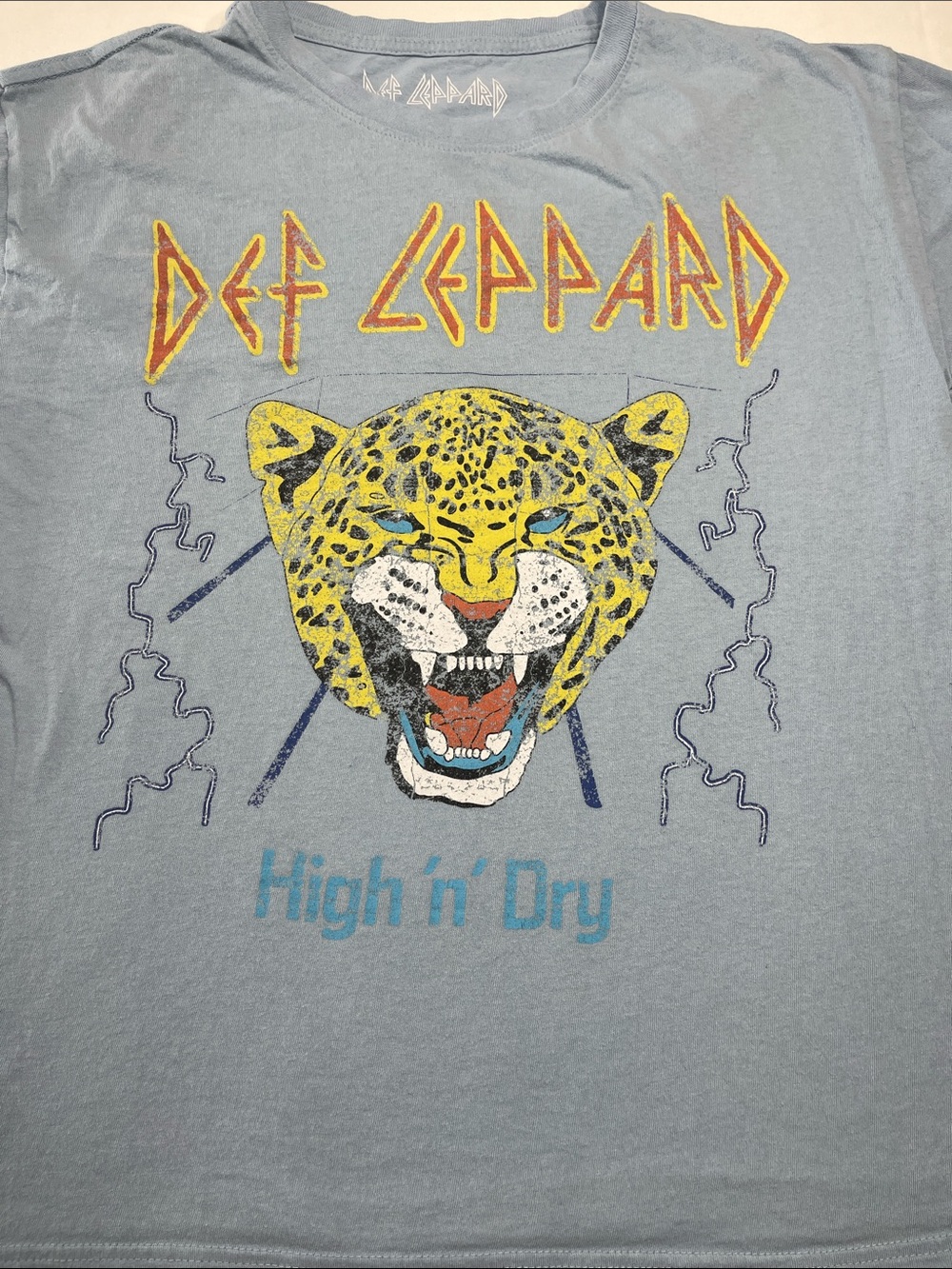 Def Leppard 'High n' Dry' Short Sleeve Tee - Light‎ Blue
